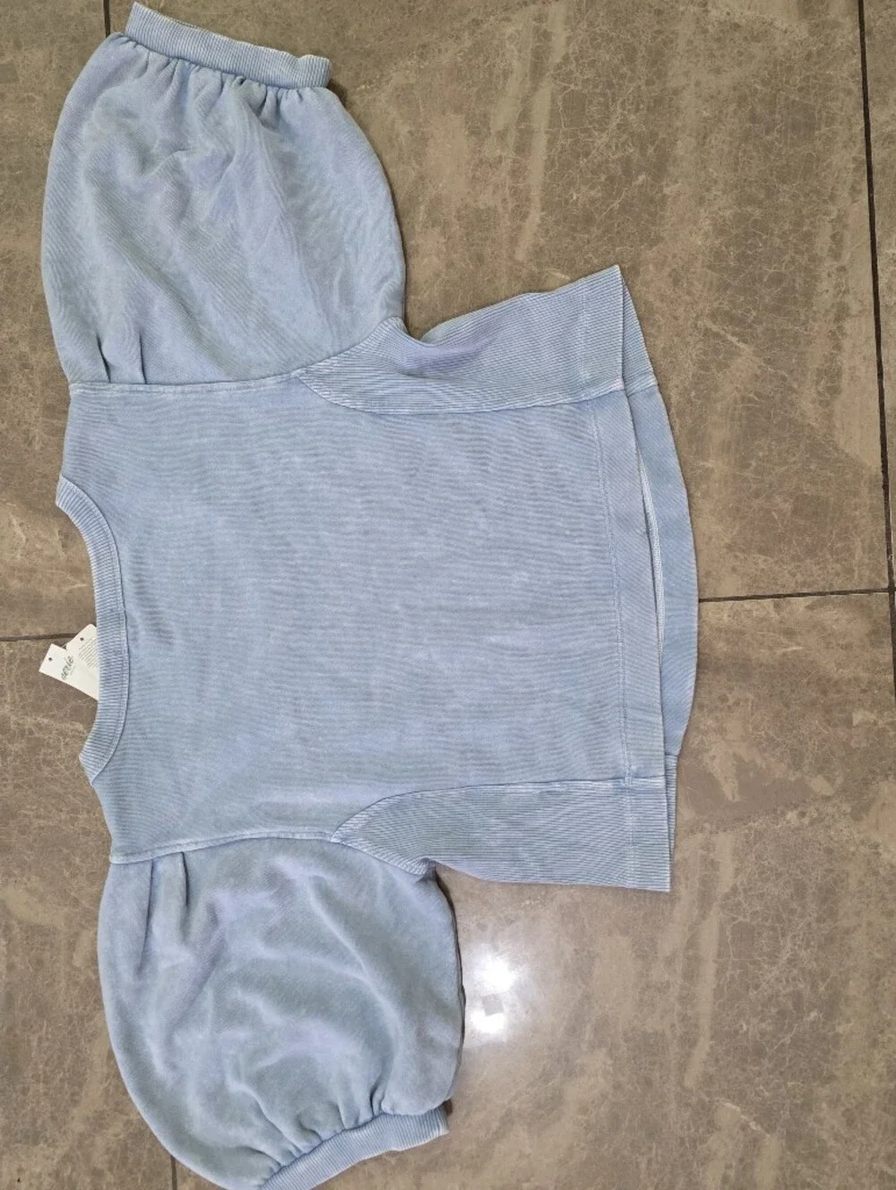 aerie Light Blue Puff Sleeve Crop Top